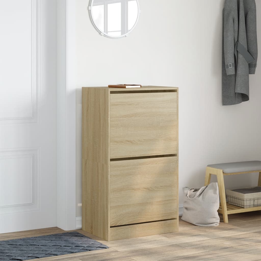 skoskab med 2 vippeskuffer 60x42x108 cm sonoma-eg