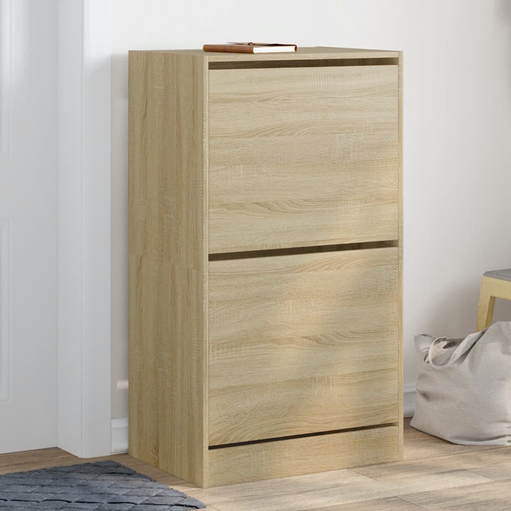 skoskab med 2 vippeskuffer 60x42x108 cm sonoma-eg