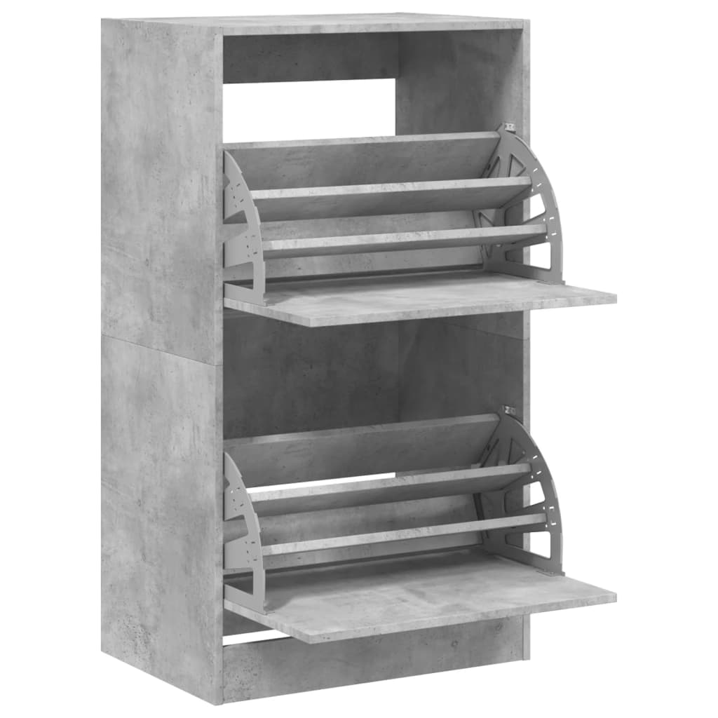 skoskab med 2 vippeskuffer 60x42x108 cm betongrå