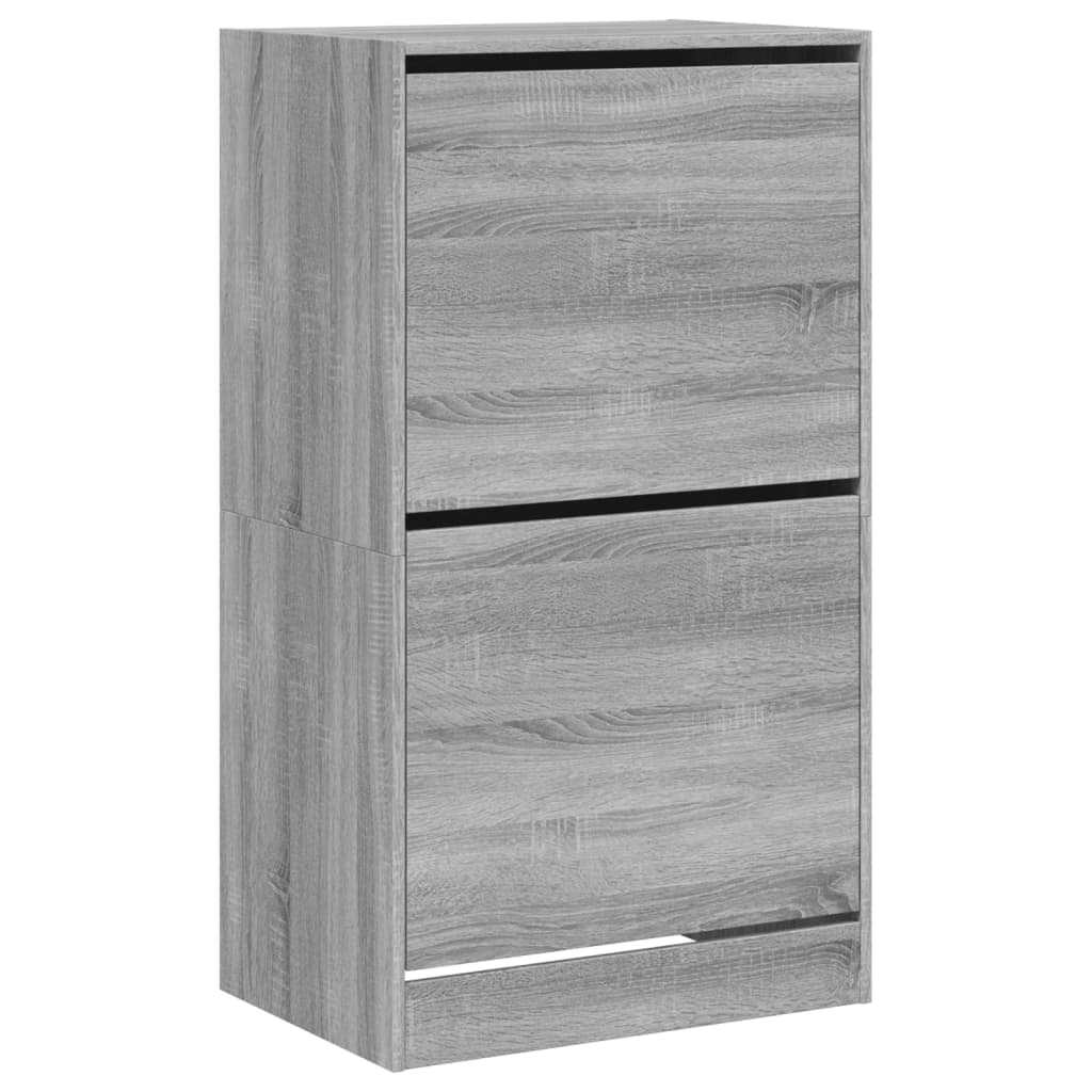 skoskab med 2 vippeskuffer 60x42x108 cm grå sonoma-eg