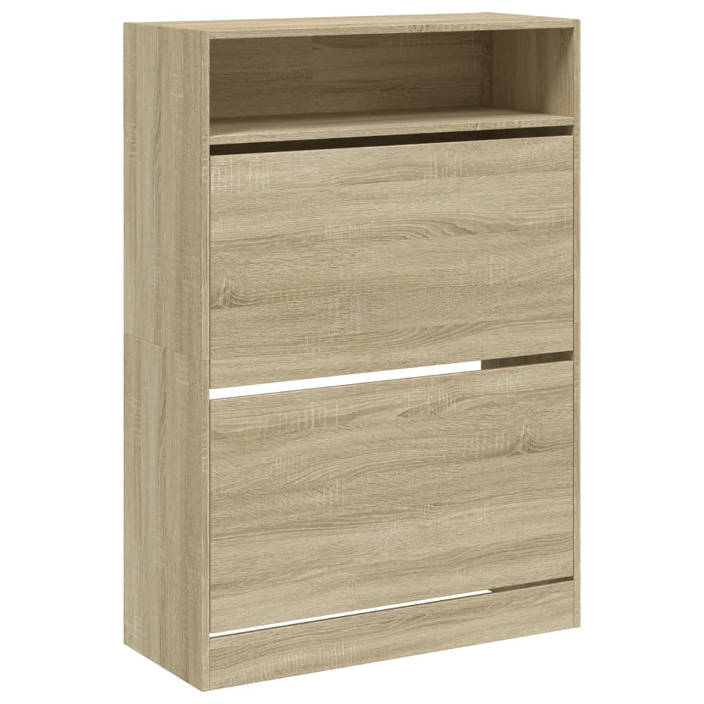 skoskab med 2 vippeskuffer 80x34x116 cm sonoma-eg
