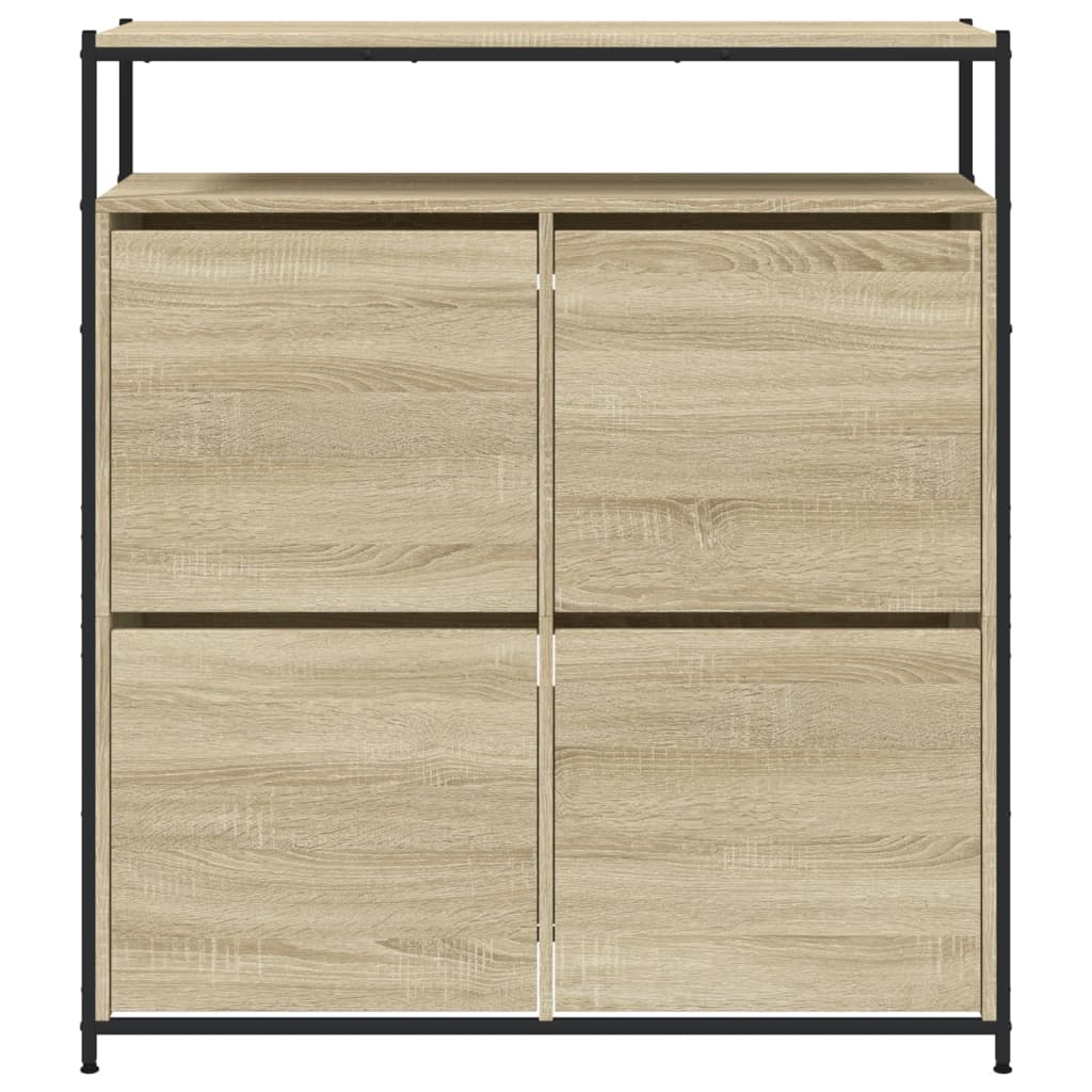 skoskab med 4 vippeskuffer 100x34x112 cm sonoma-eg