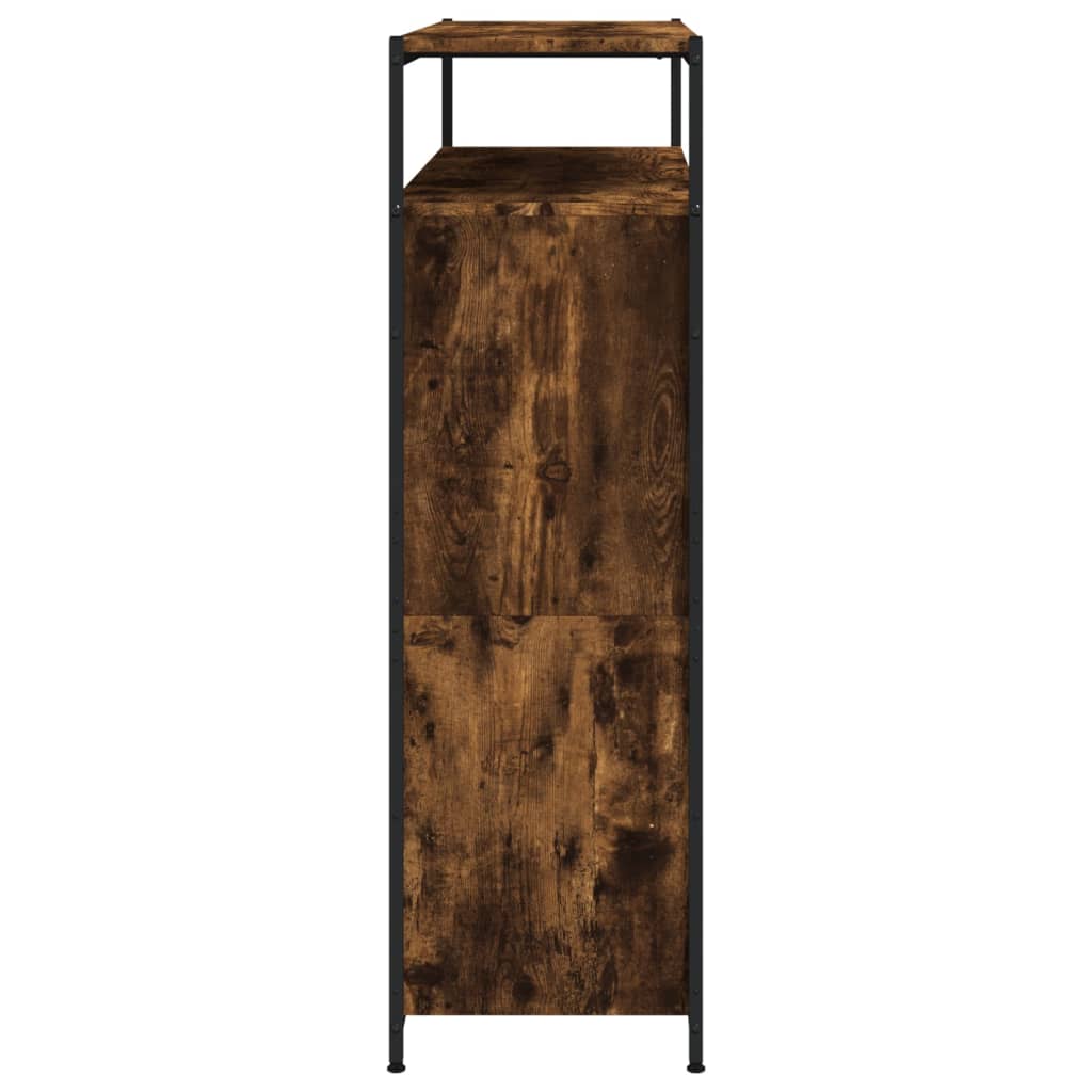 skoskab med 4 vippeskuffer 100x34x112 cm røget egetræsfarve
