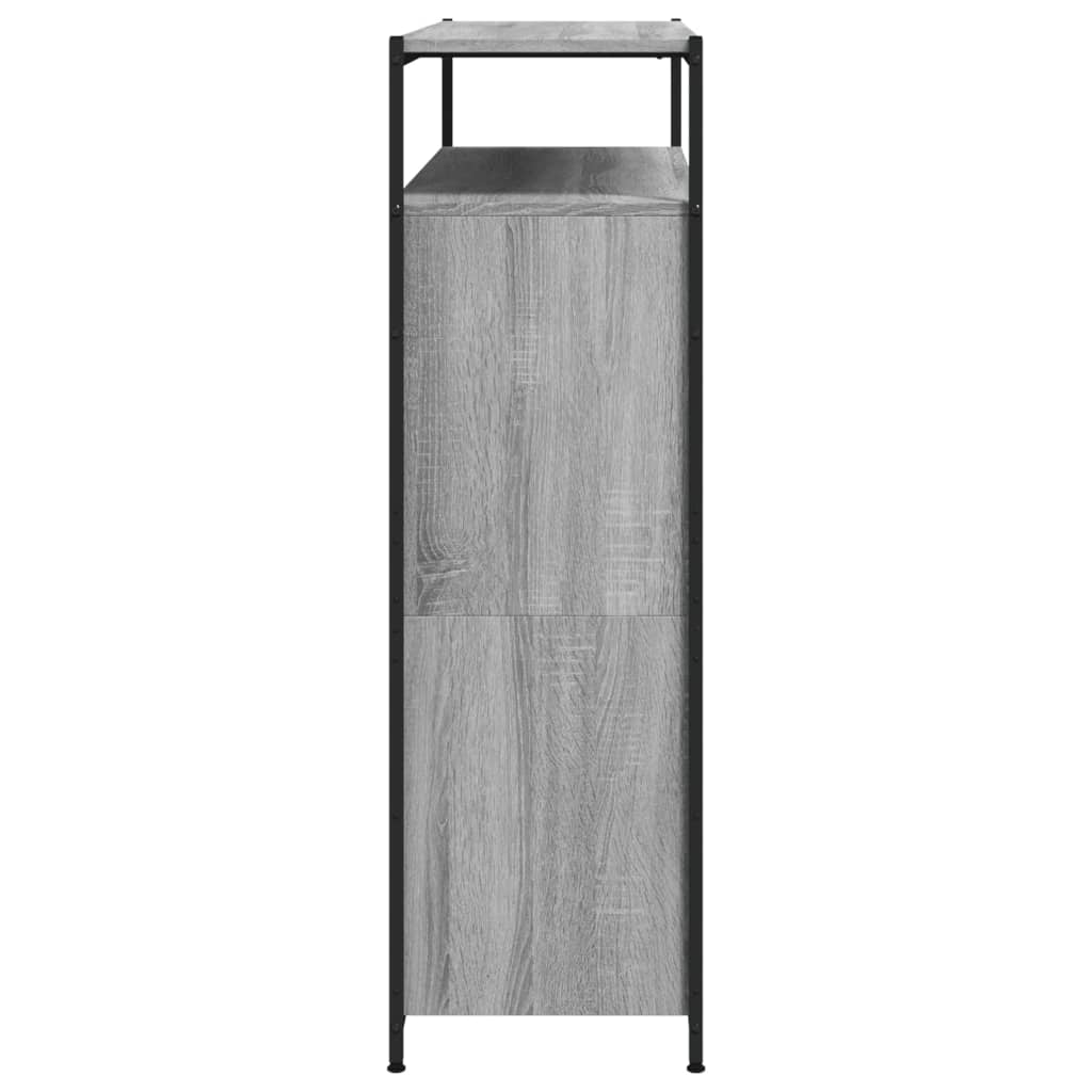 skoskab med 4 vippeskuffer 100x34x112 cm grå sonoma-eg