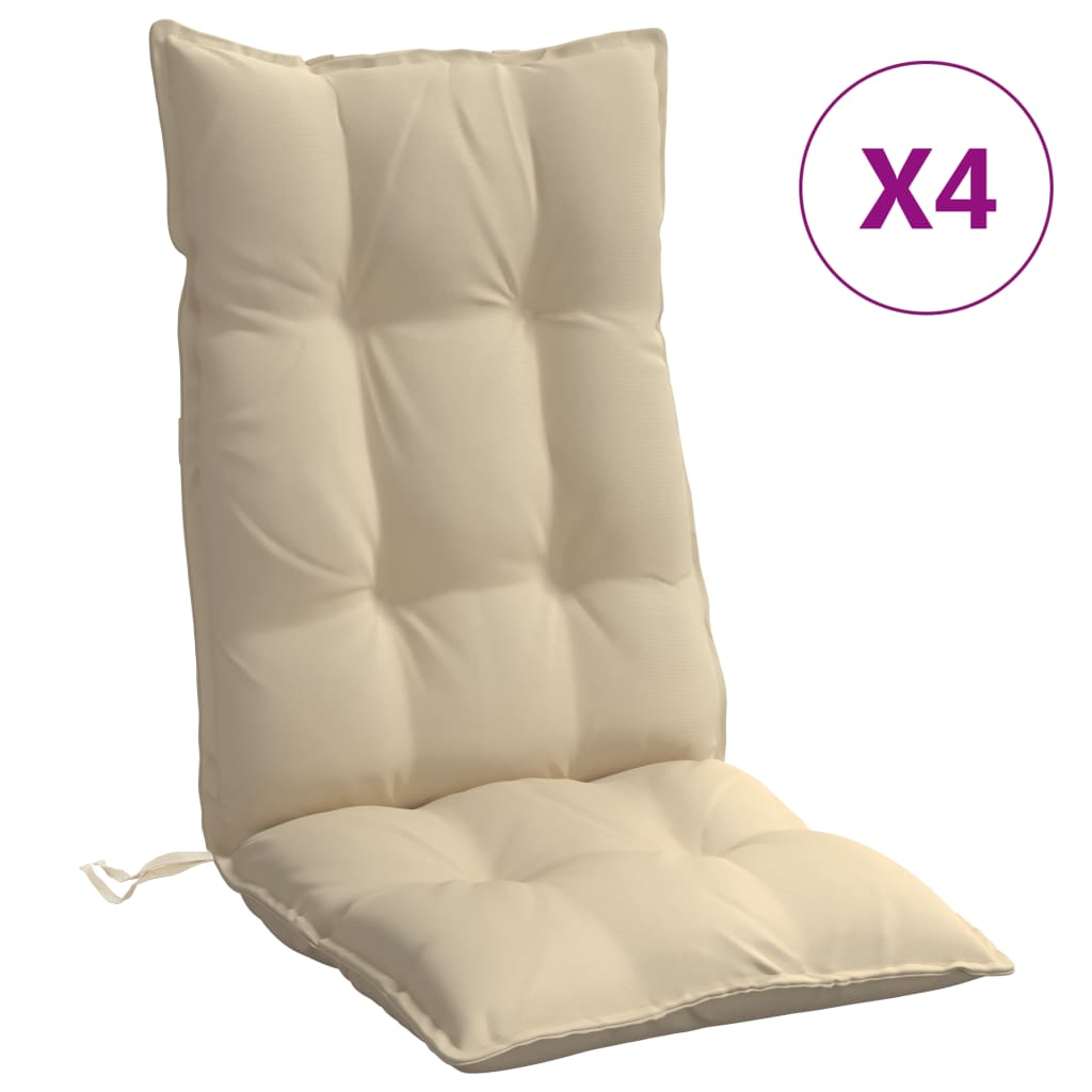 stolehynder m. høj ryg 4 stk. oxfordstof beige