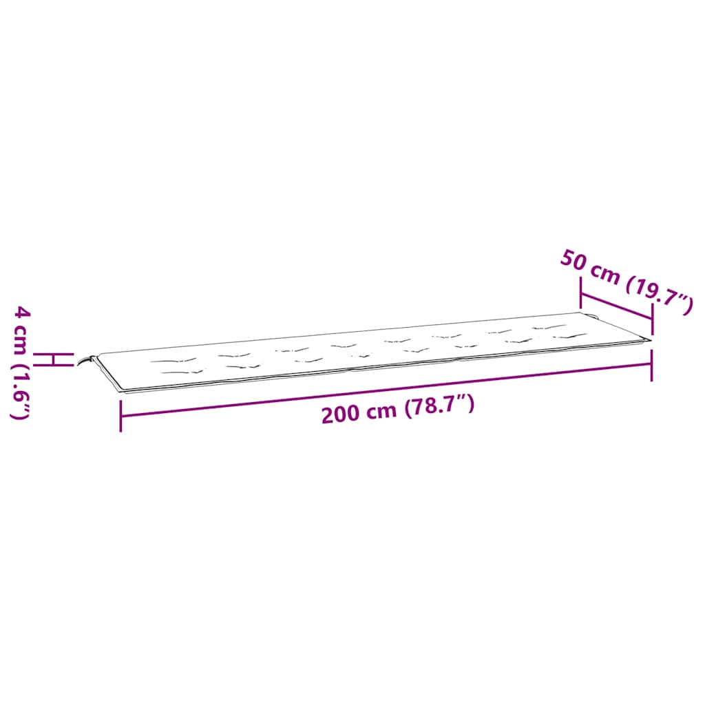 hynde til havebænk 200x50x3 cm oxfordstof marineblå