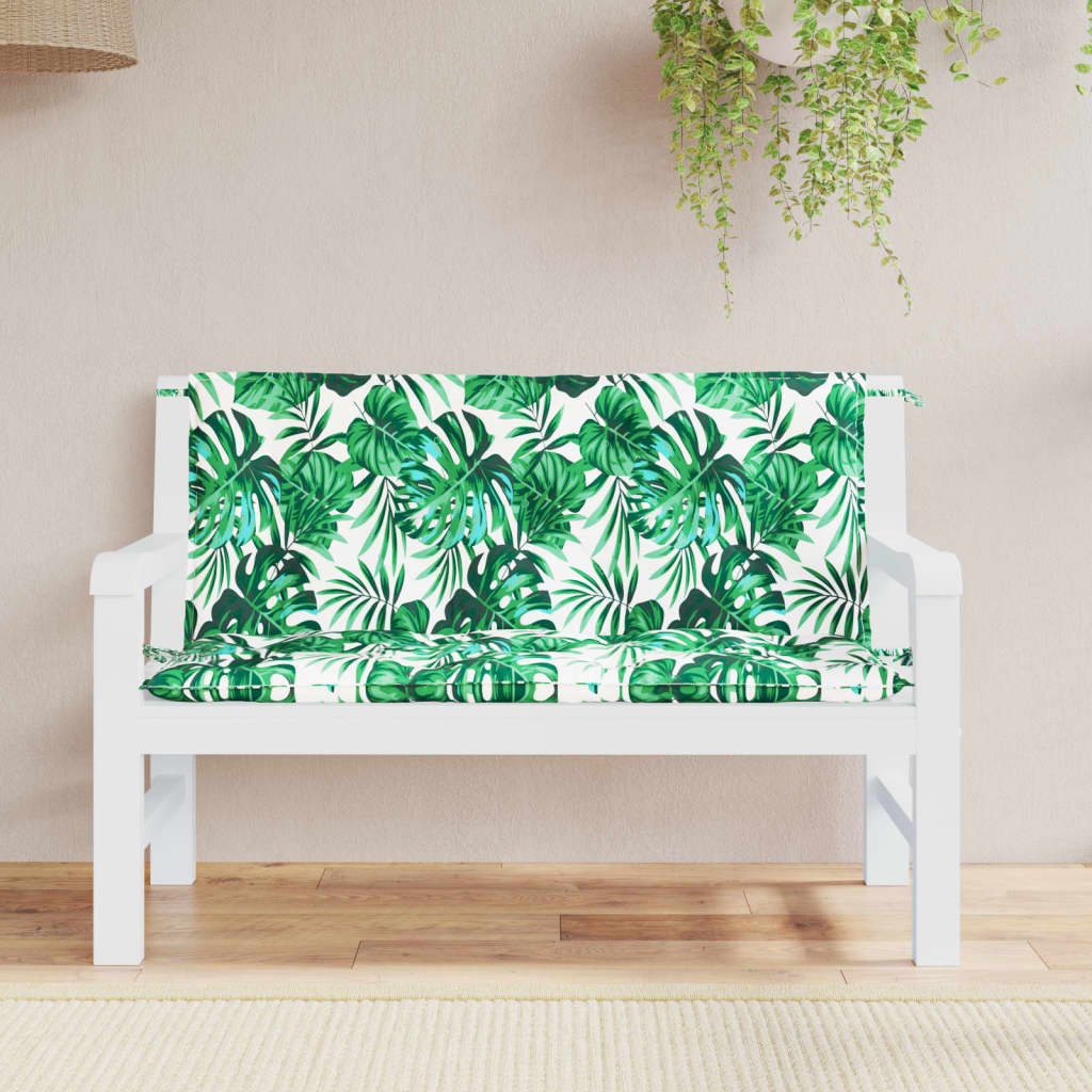 hynder til havebænk 2 stk. 120x50x7 cm oxfordstof bladmønster