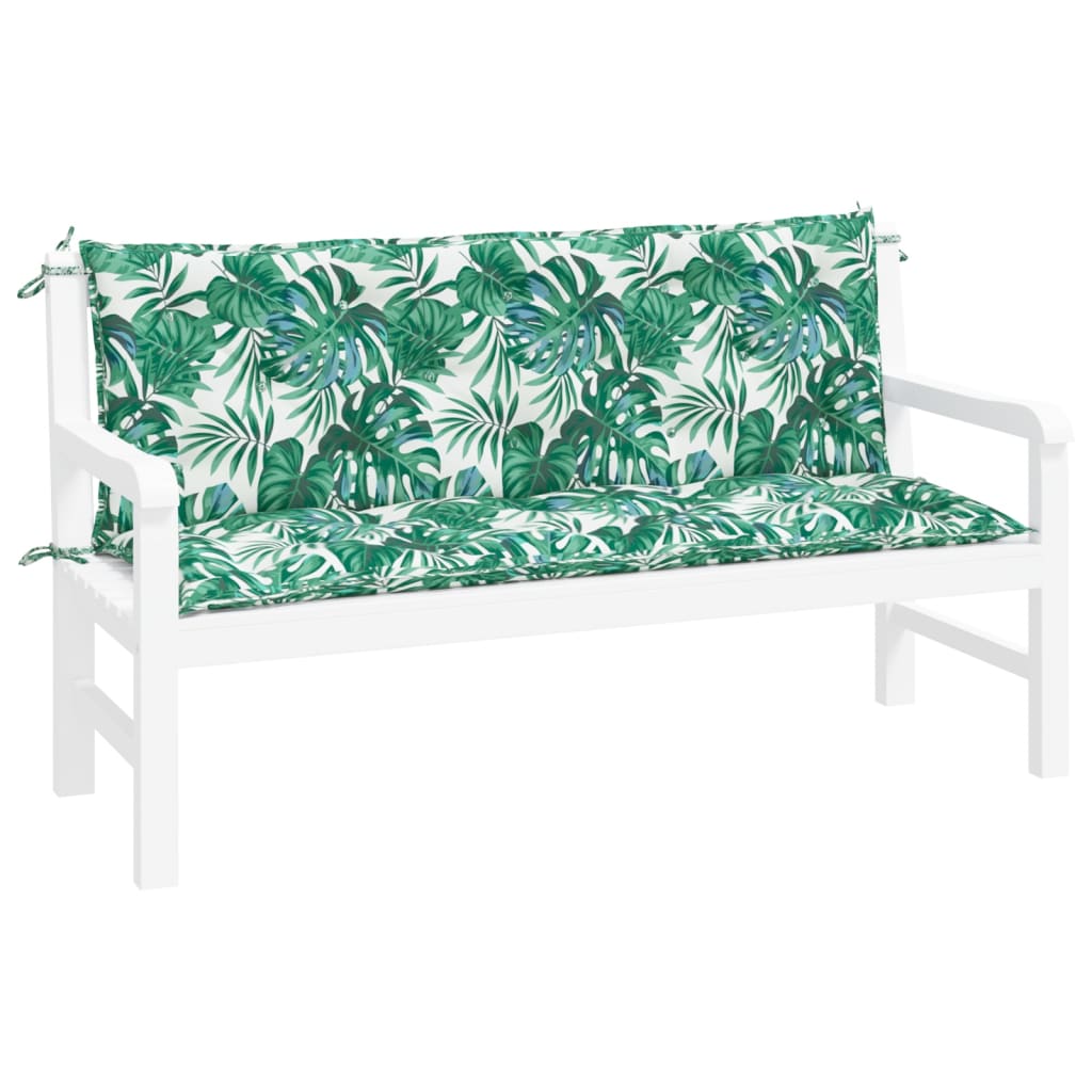 hynder til havebænk 2 stk. 150x50x7 cm oxfordstof bladmønster