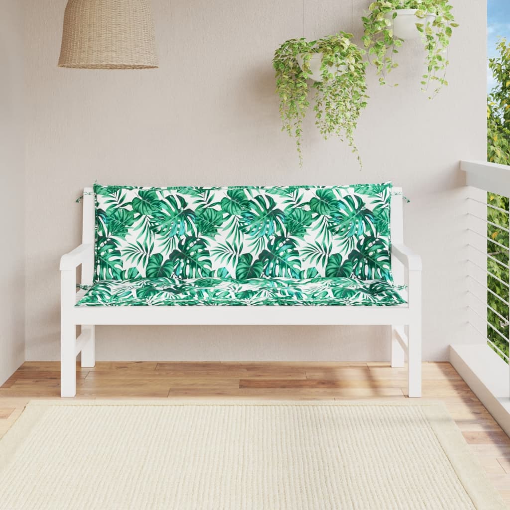 hynder til havebænk 2 stk. 150x50x7 cm oxfordstof bladmønster