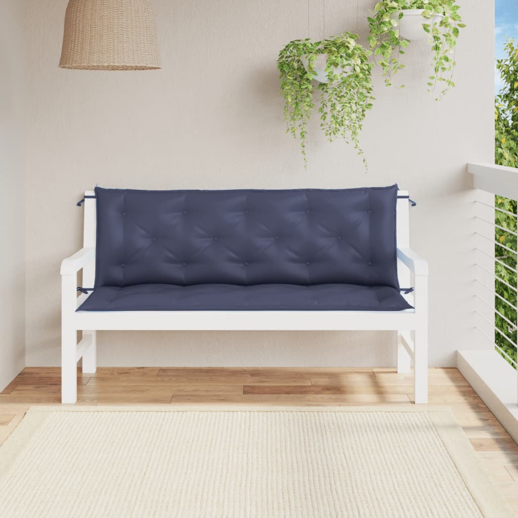 hynder til havebænk 2 stk. 150x50x7 cm oxfordstof marineblå