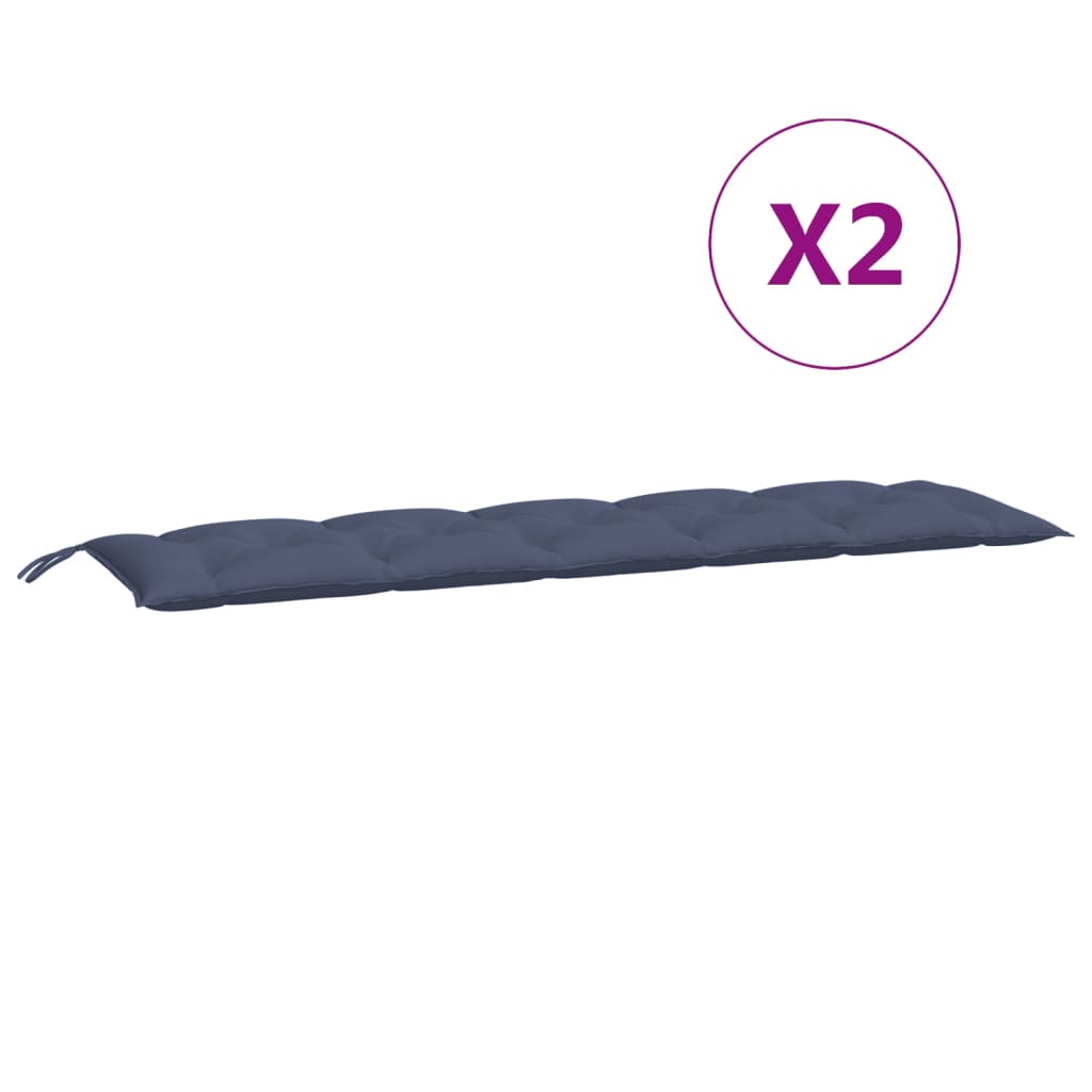 hynder til havebænk 2 stk. 180x50x7 cm oxfordstof marineblå