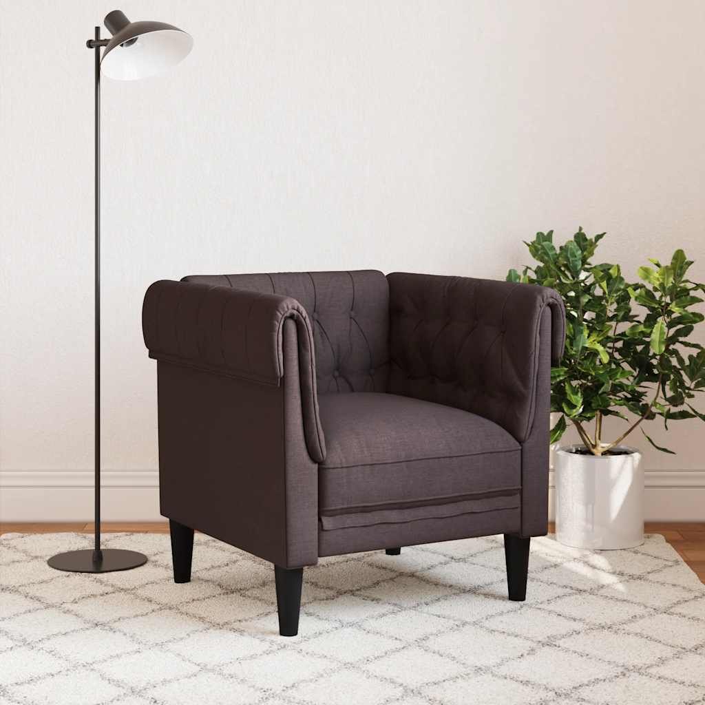Chesterfield-sofastol stof mørkebrun