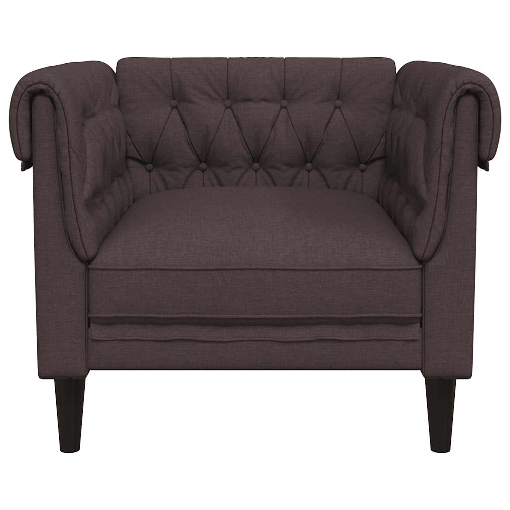 Chesterfield-sofastol stof mørkebrun