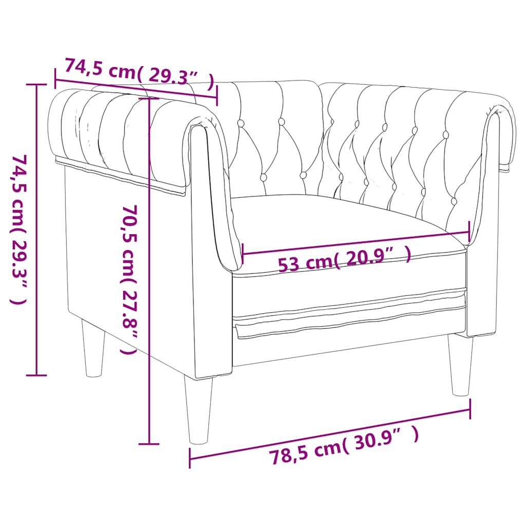 Chesterfield-sofastol stof mørkebrun