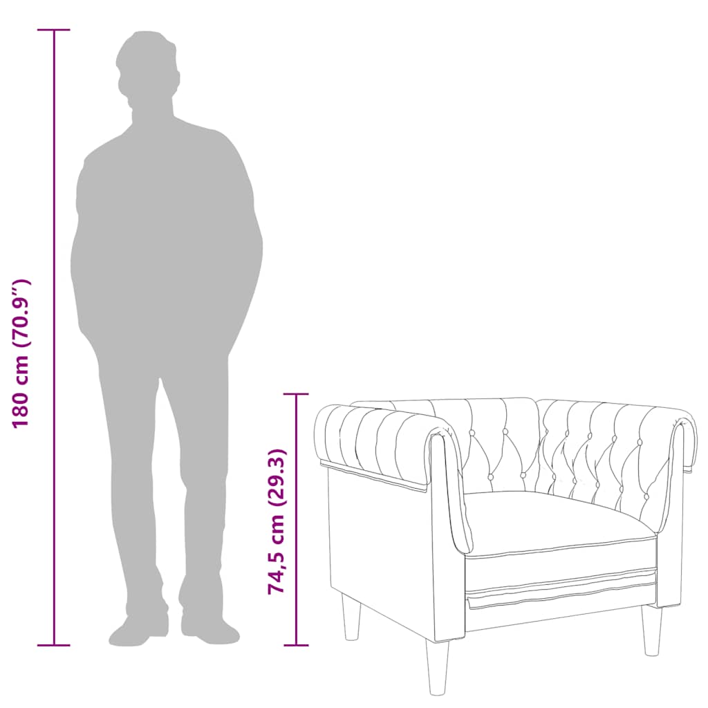 Chesterfield-sofastol stof mørkebrun