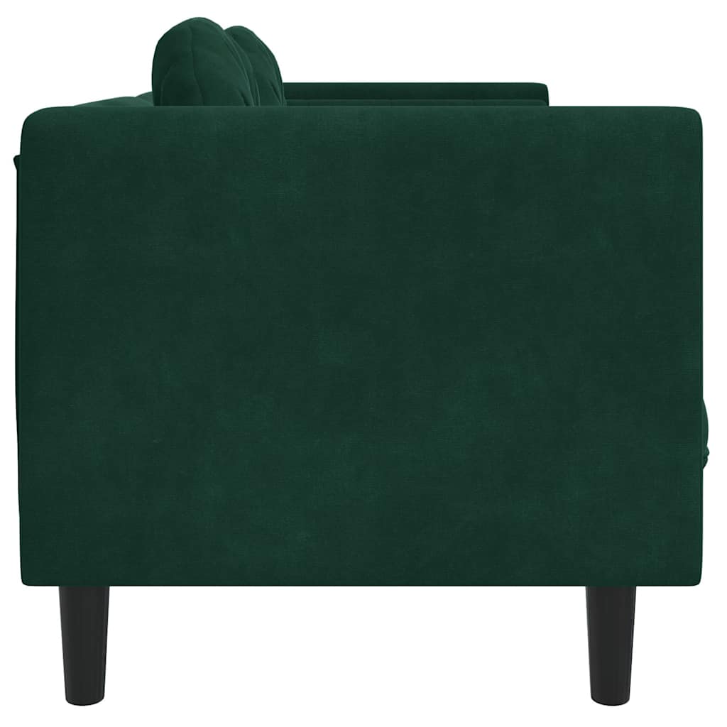3-personers sofa med hynder velour mørkegrøn