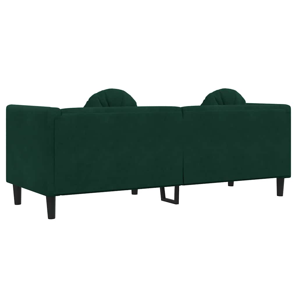 3-personers sofa med hynder velour mørkegrøn