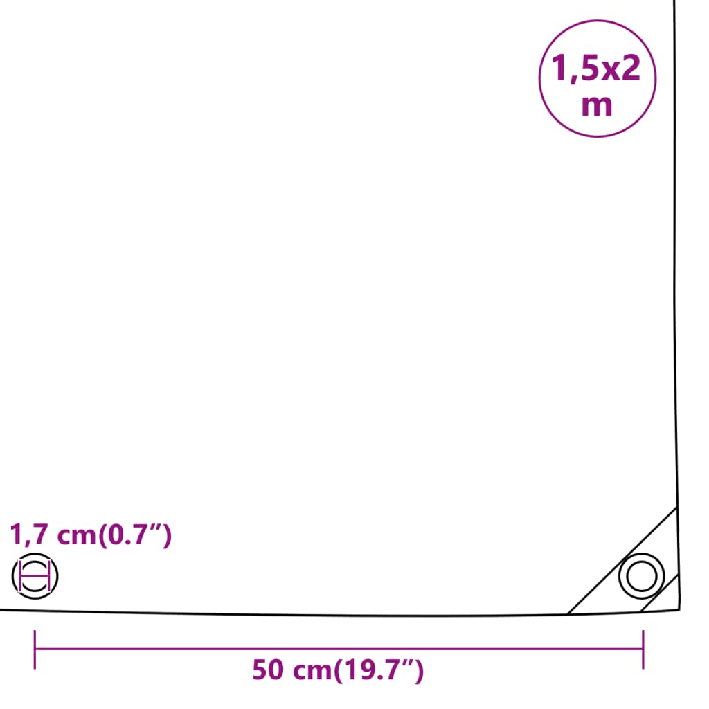 presenning 1,5x2 m 650 g/m² grå