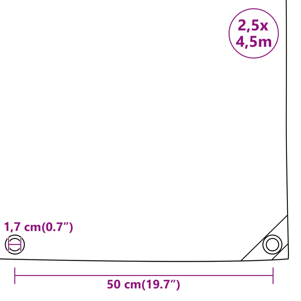 presenning 2,5x4,5 m 650 g/m² grå