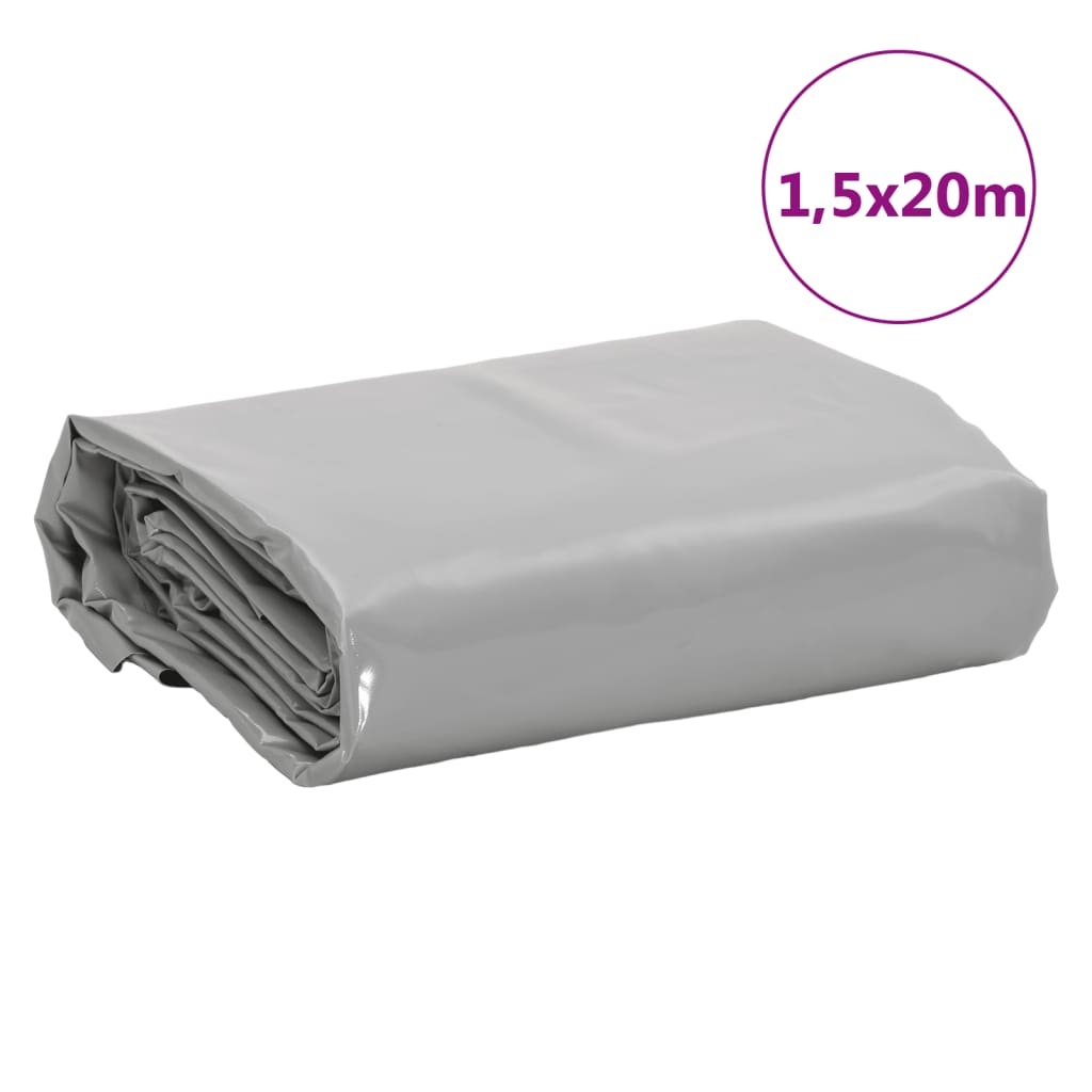 presenning 1,5x20 m 650 g/m² grå