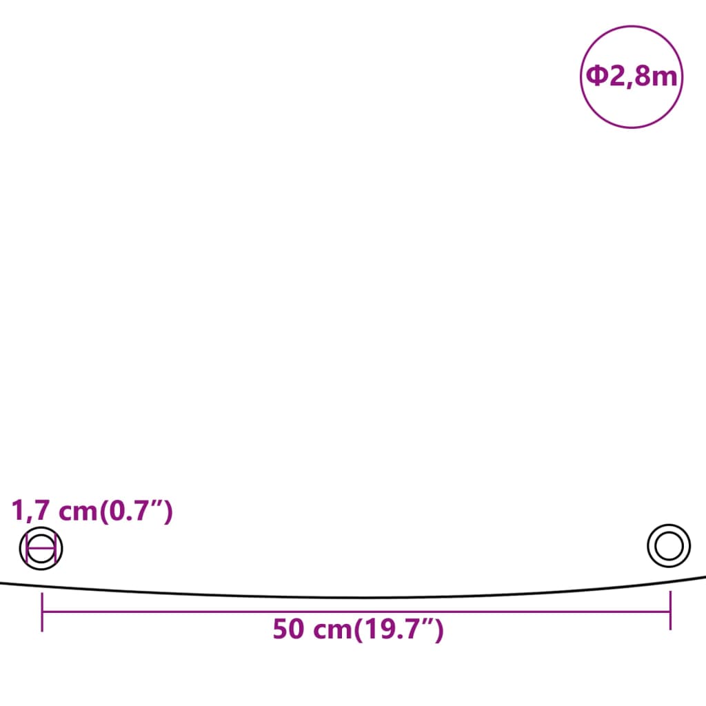 presenning Ø 2,8 m 650 g/m² grå