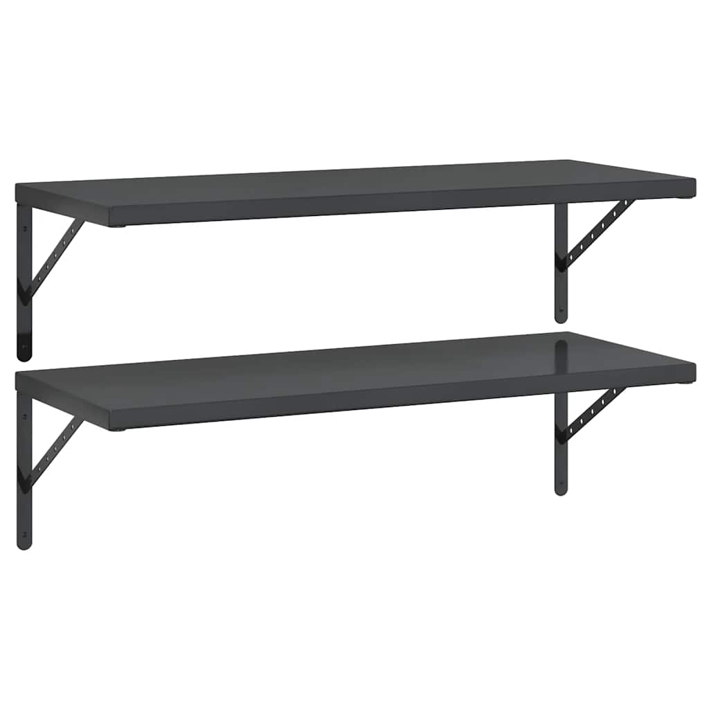 væghylder 2 stk. 100x40 cm rustfrit stål sort