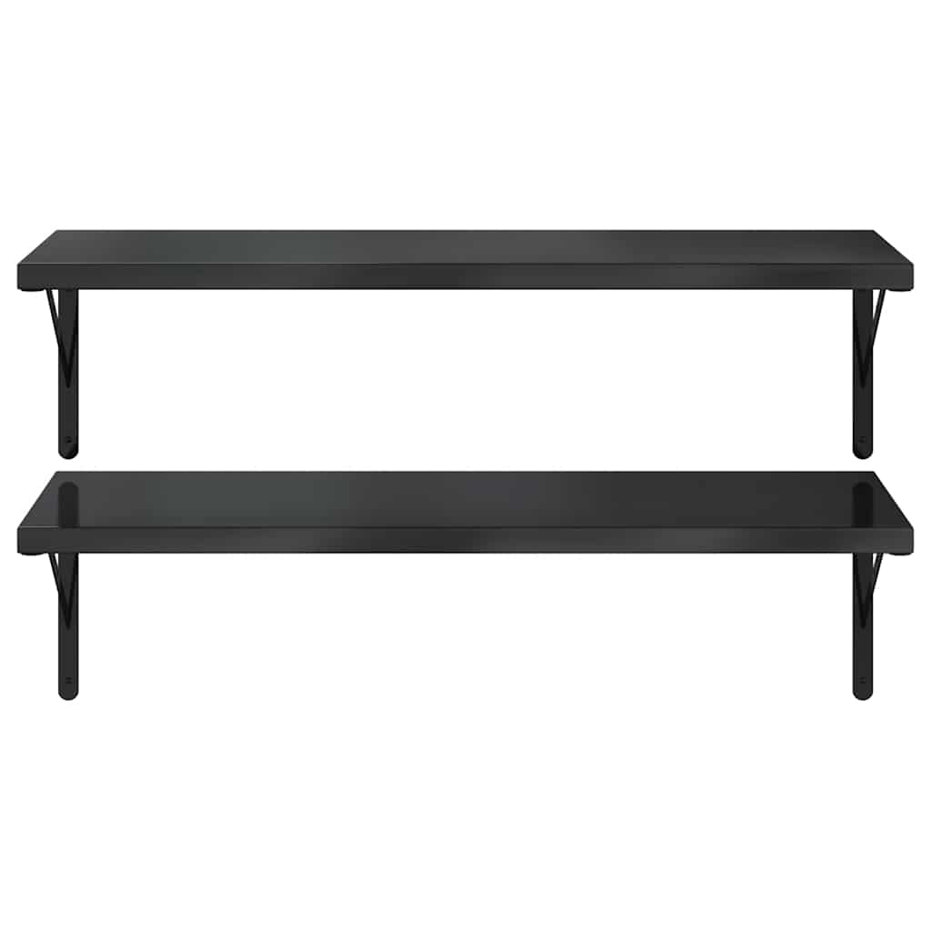 væghylder 2 stk. 100x40 cm rustfrit stål sort