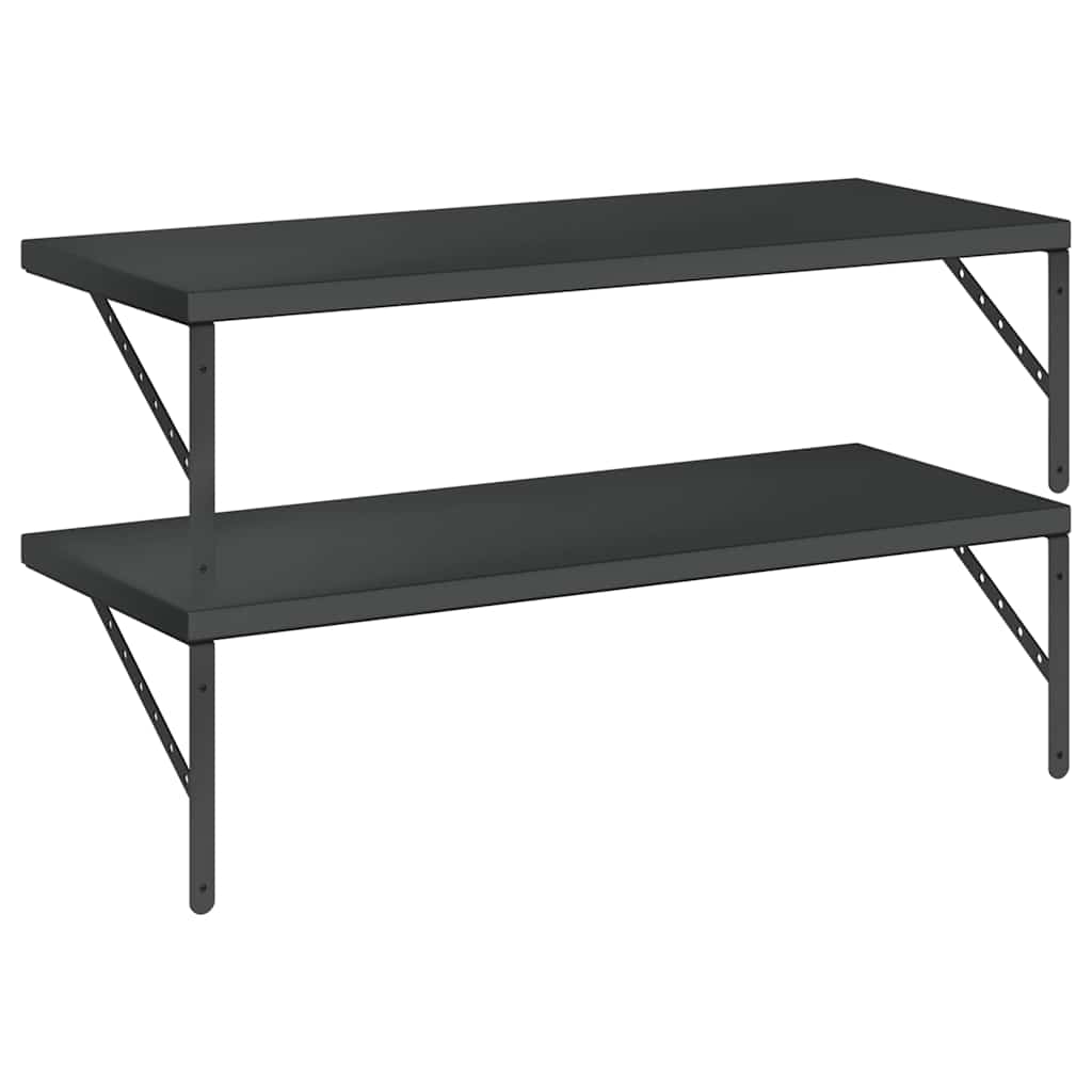 væghylder 2 stk. 100x40 cm rustfrit stål sort