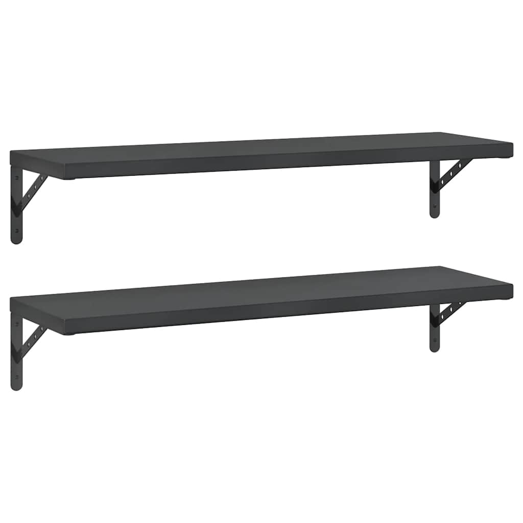 væghylder 2 stk. 100x30 cm rustfrit stål sort