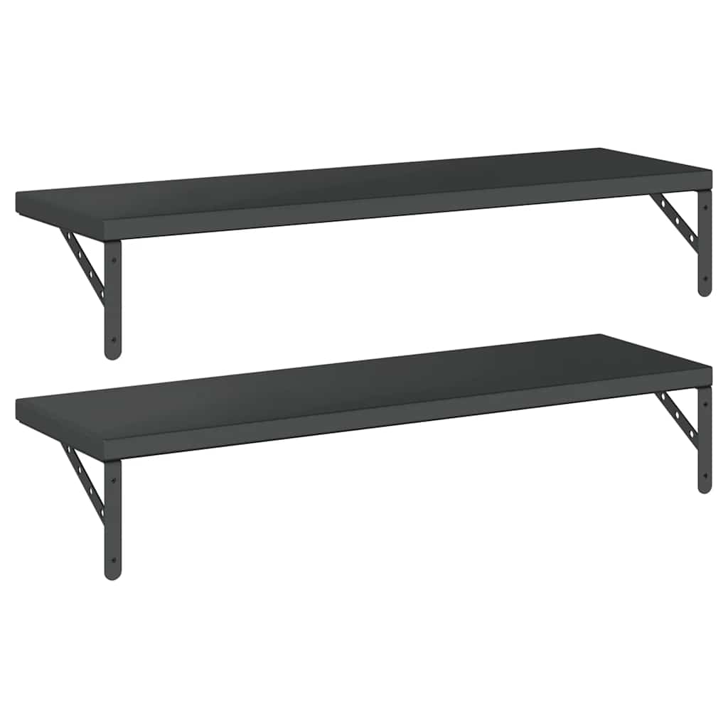 væghylder 2 stk. 100x30 cm rustfrit stål sort