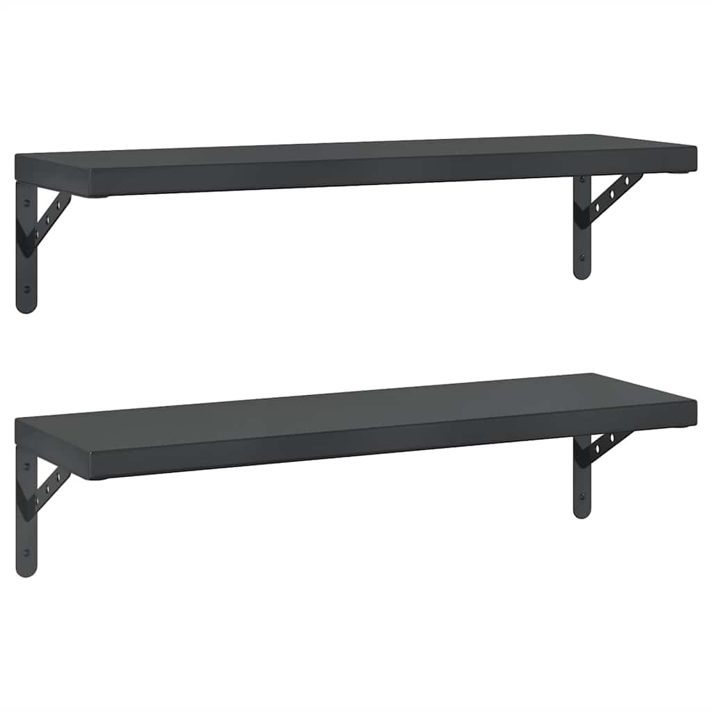 væghylder 2 stk. 75x23,5 cm rustfrit stål sort