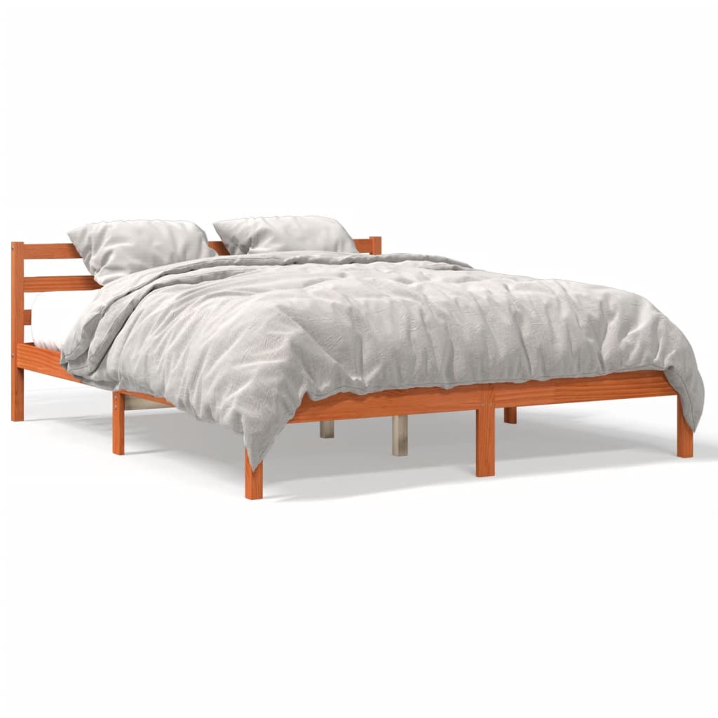 sengeramme uden madras 200x200 cm massivt fyrretræ gyldenbrun