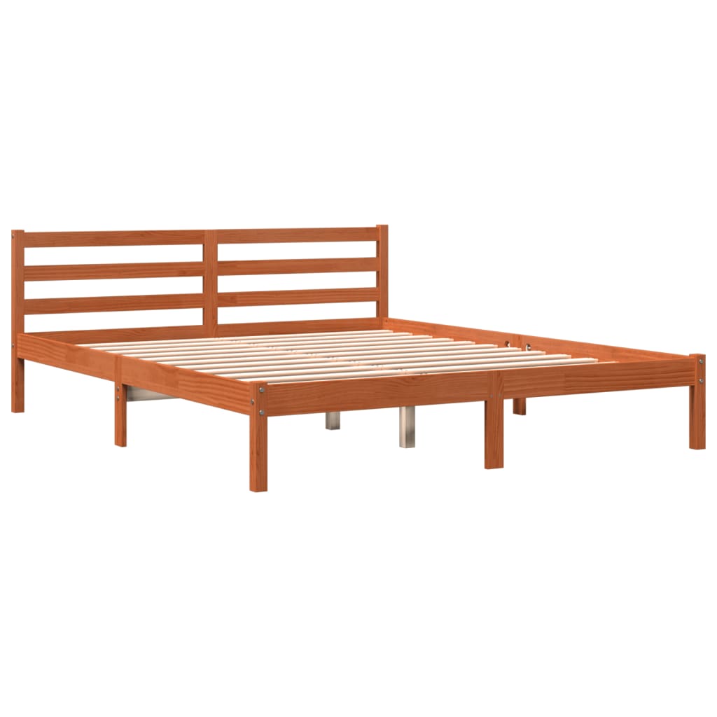 sengeramme uden madras 200x200 cm massivt fyrretræ gyldenbrun
