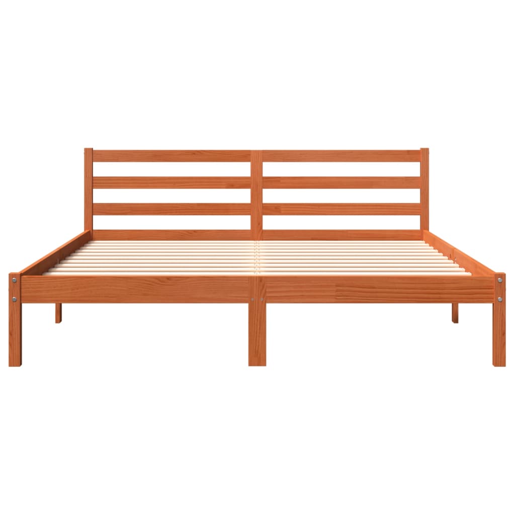 sengeramme uden madras 200x200 cm massivt fyrretræ gyldenbrun