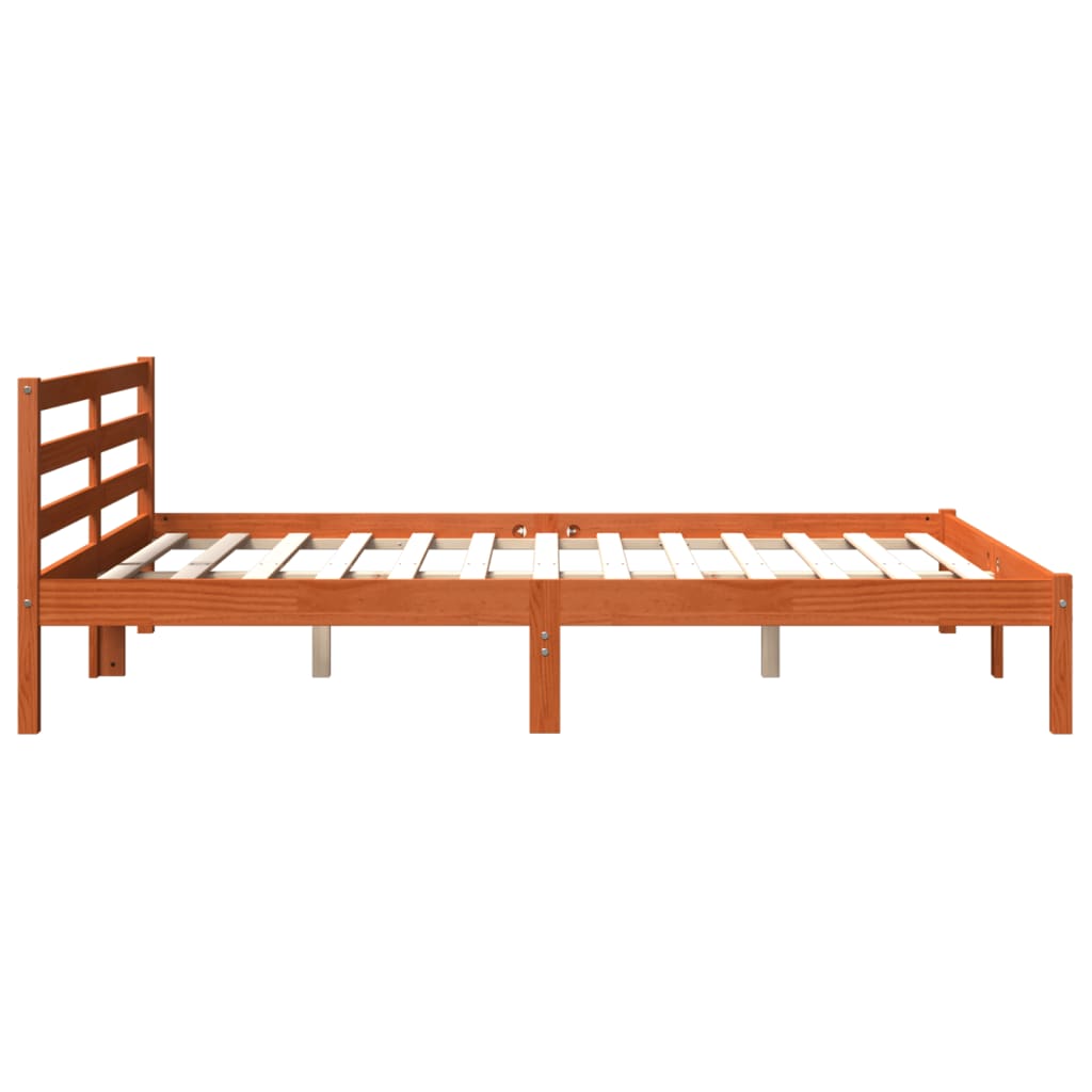 sengeramme uden madras 200x200 cm massivt fyrretræ gyldenbrun