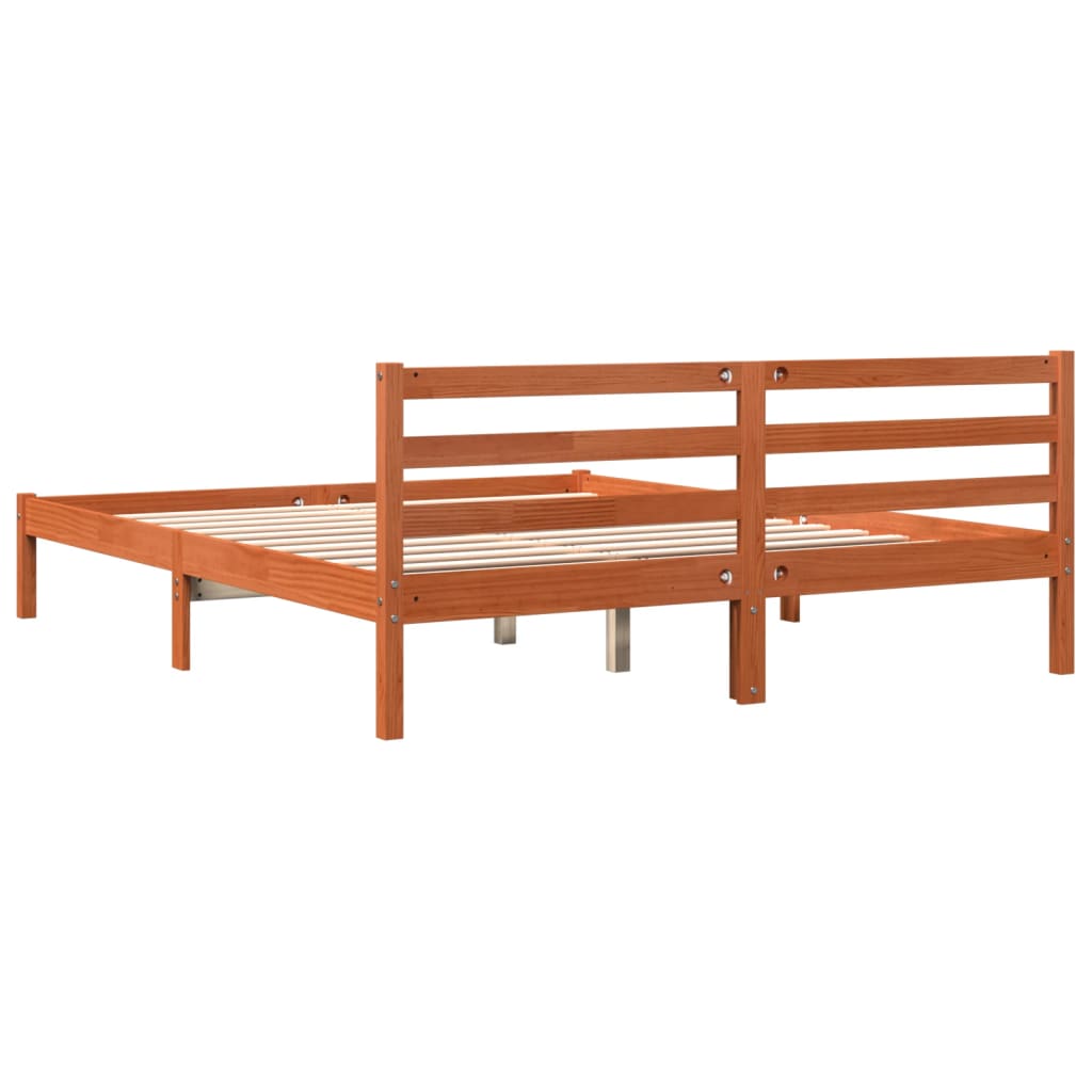 sengeramme uden madras 200x200 cm massivt fyrretræ gyldenbrun