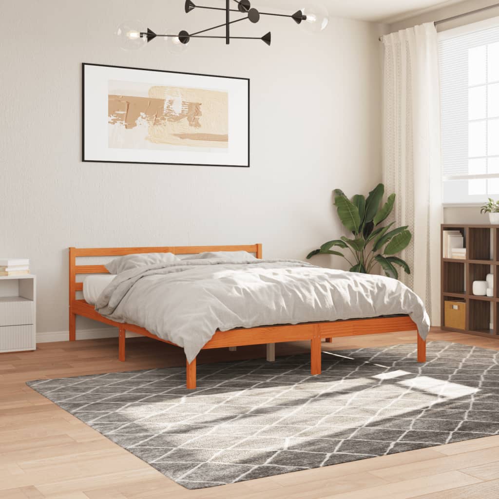 sengeramme uden madras 200x200 cm massivt fyrretræ gyldenbrun