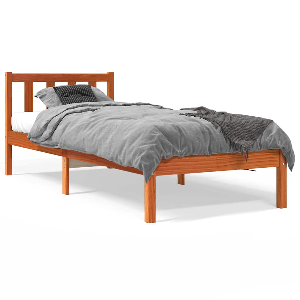 sengeramme uden madras 100x200 cm massivt fyrretræ gyldenbrun