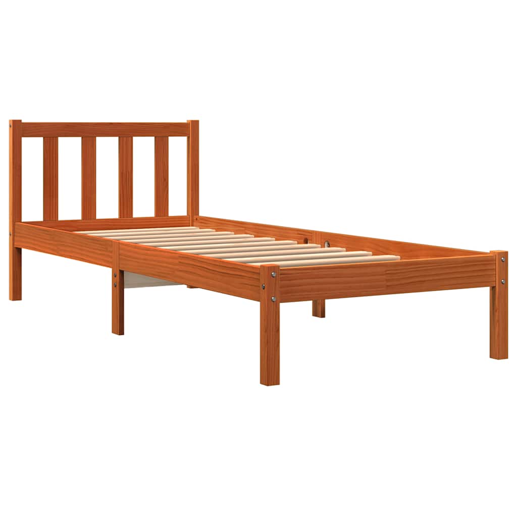 sengeramme uden madras 100x200 cm massivt fyrretræ gyldenbrun