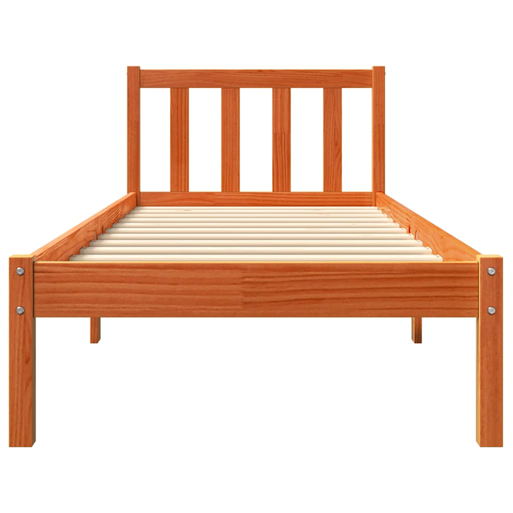 sengeramme uden madras 100x200 cm massivt fyrretræ gyldenbrun