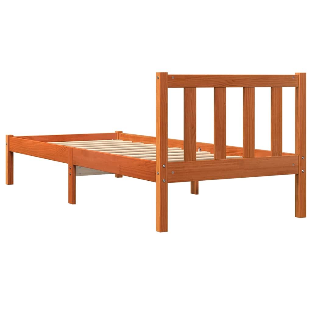 sengeramme uden madras 100x200 cm massivt fyrretræ gyldenbrun