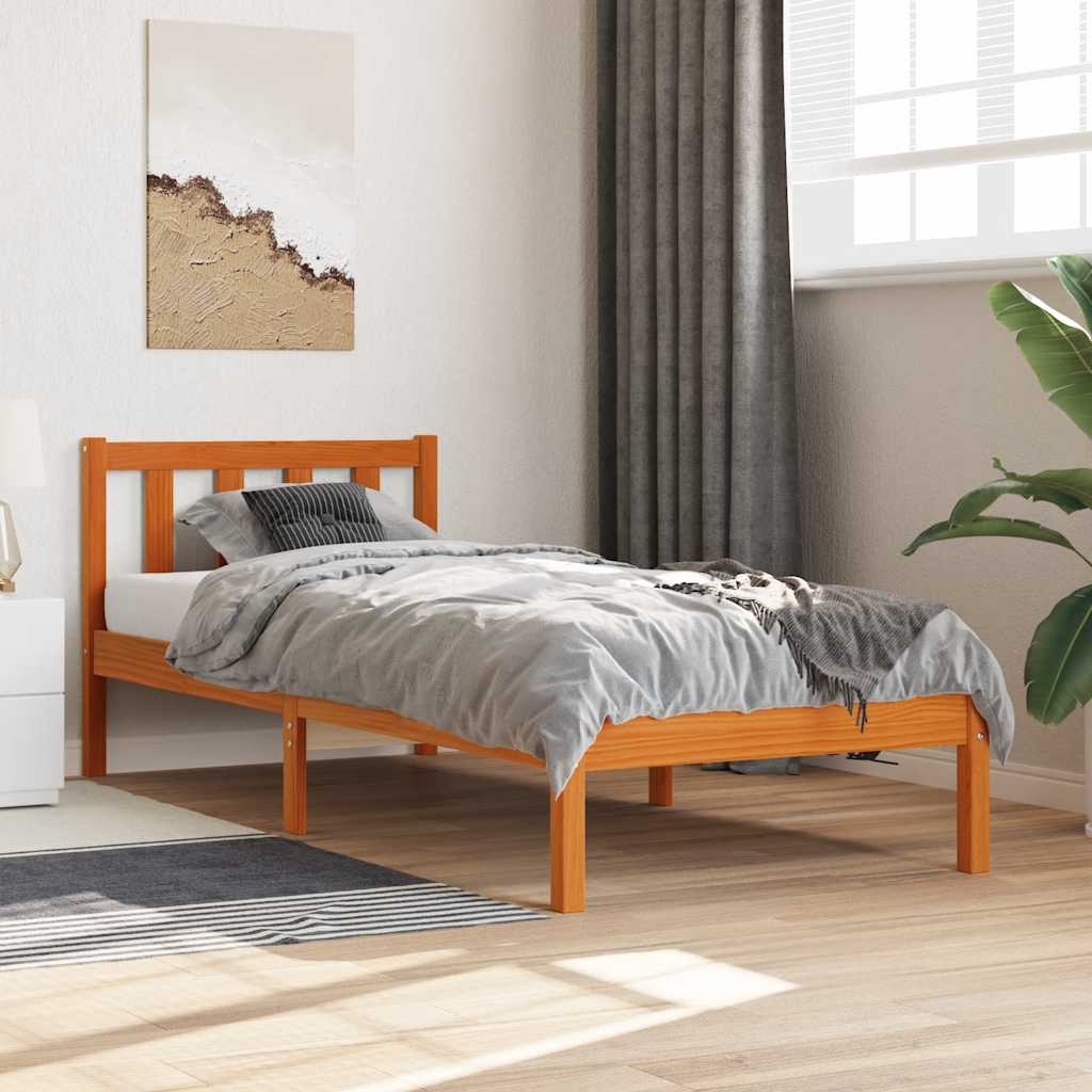 sengeramme uden madras 100x200 cm massivt fyrretræ gyldenbrun