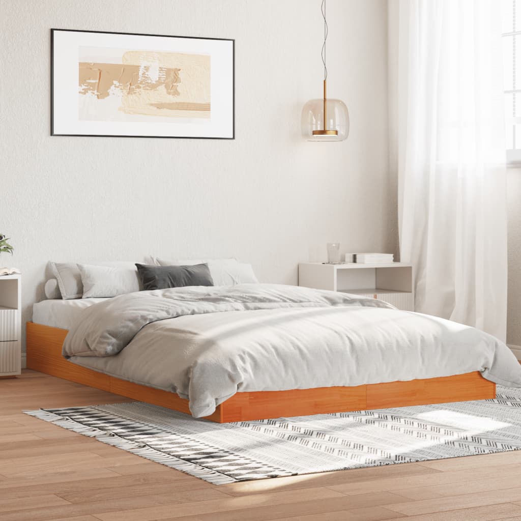 sengeramme uden madras 160x200 cm massivt fyrretræ gyldenbrun