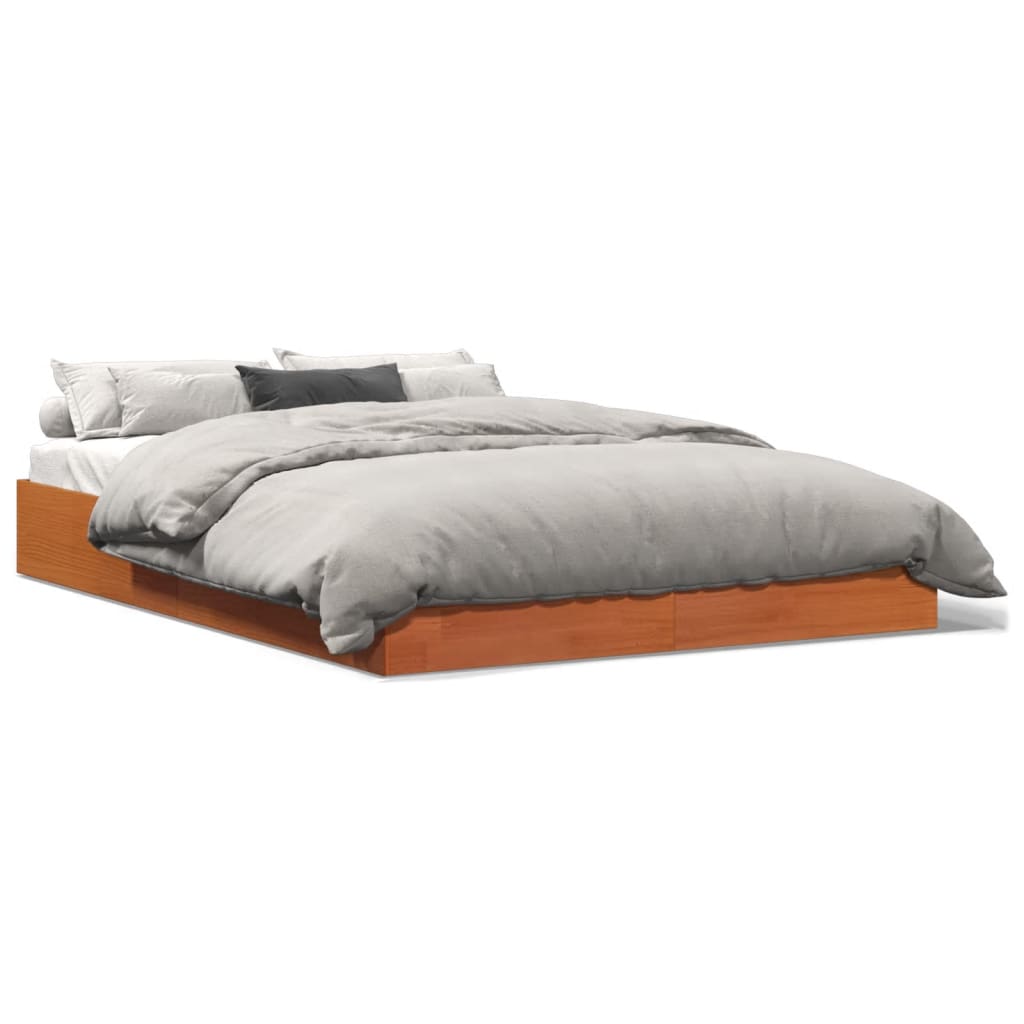 sengeramme uden madras 140x200 cm massivt fyr gyldenbrun