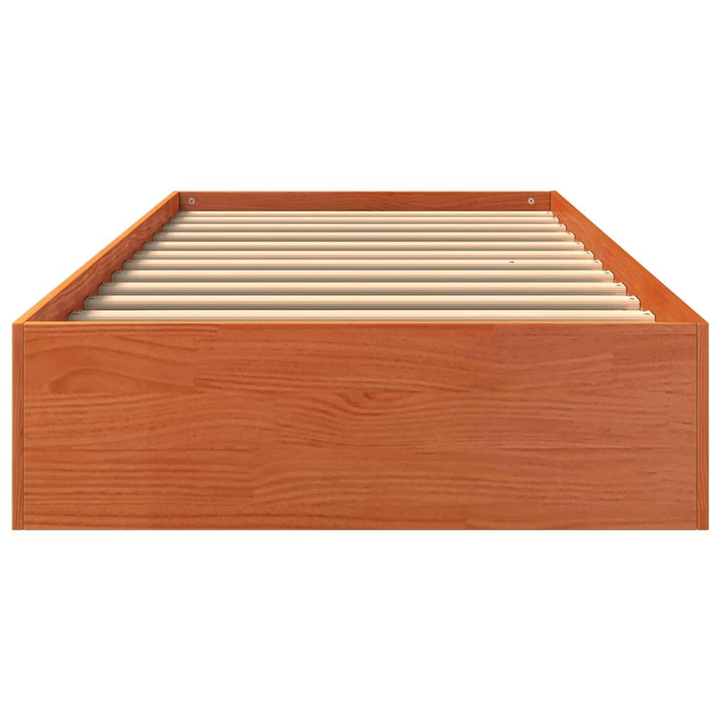 sengeramme uden madras 75x190 cm massivt fyrretræ gyldenbrun