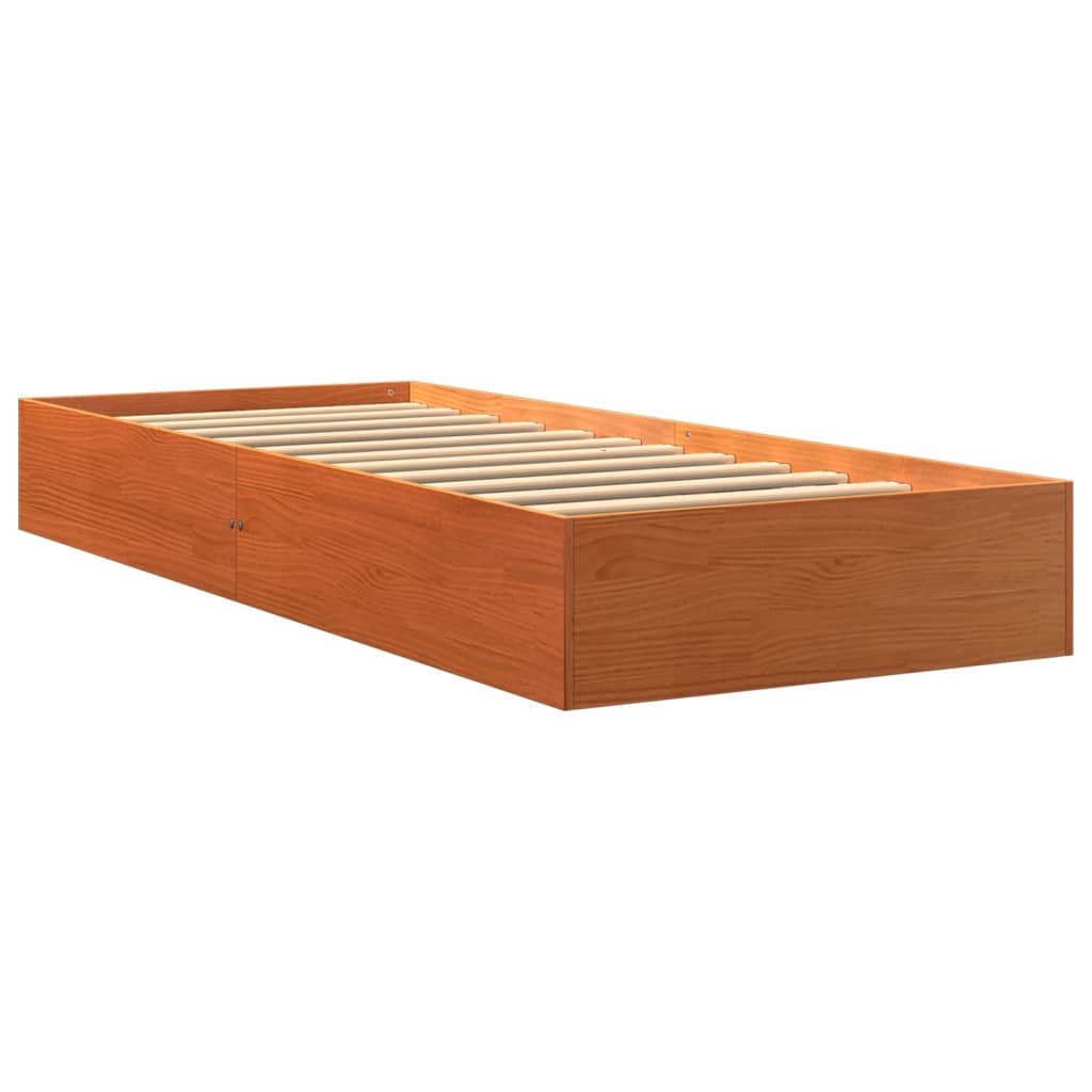 sengeramme uden madras 90x190 cm massivt fyrretræ gyldenbrun