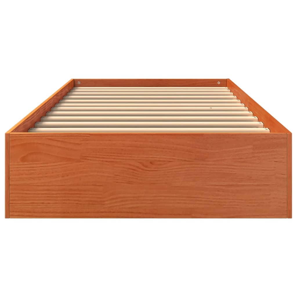 sengeramme uden madras 90x190 cm massivt fyrretræ gyldenbrun