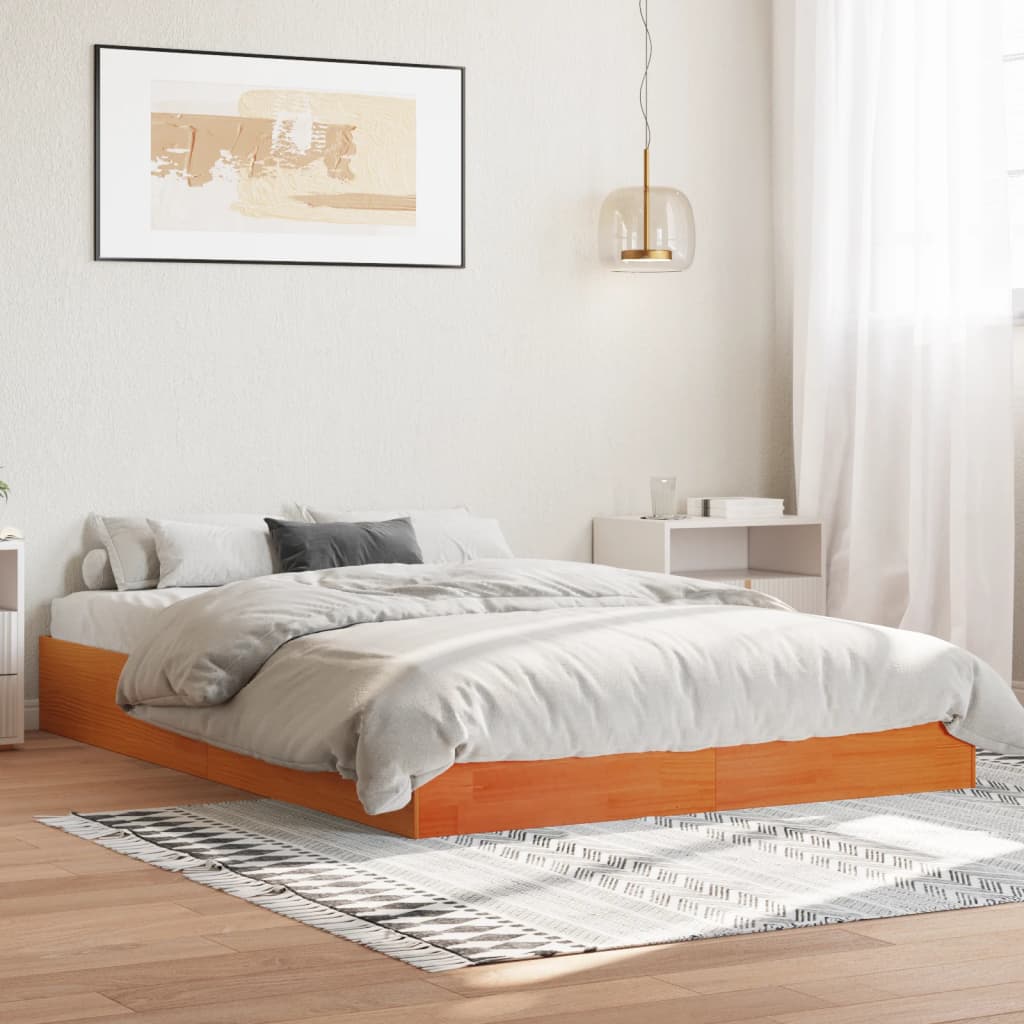 sengeramme uden madras 120x190 cm massivt fyrretræ gyldenbrun