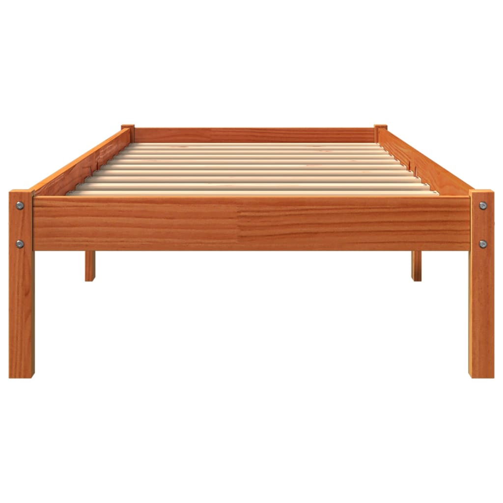 sengeramme uden madras 75x190 cm massivt fyrretræ gyldenbrun