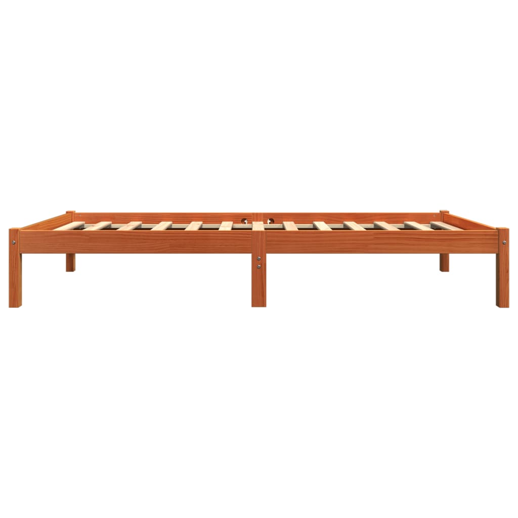 sengeramme uden madras 75x190 cm massivt fyrretræ gyldenbrun